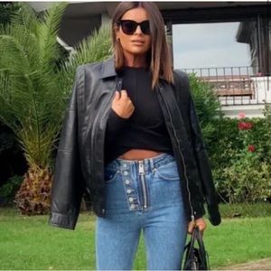 ZARA NWT 80s vintage style Leather Jacket